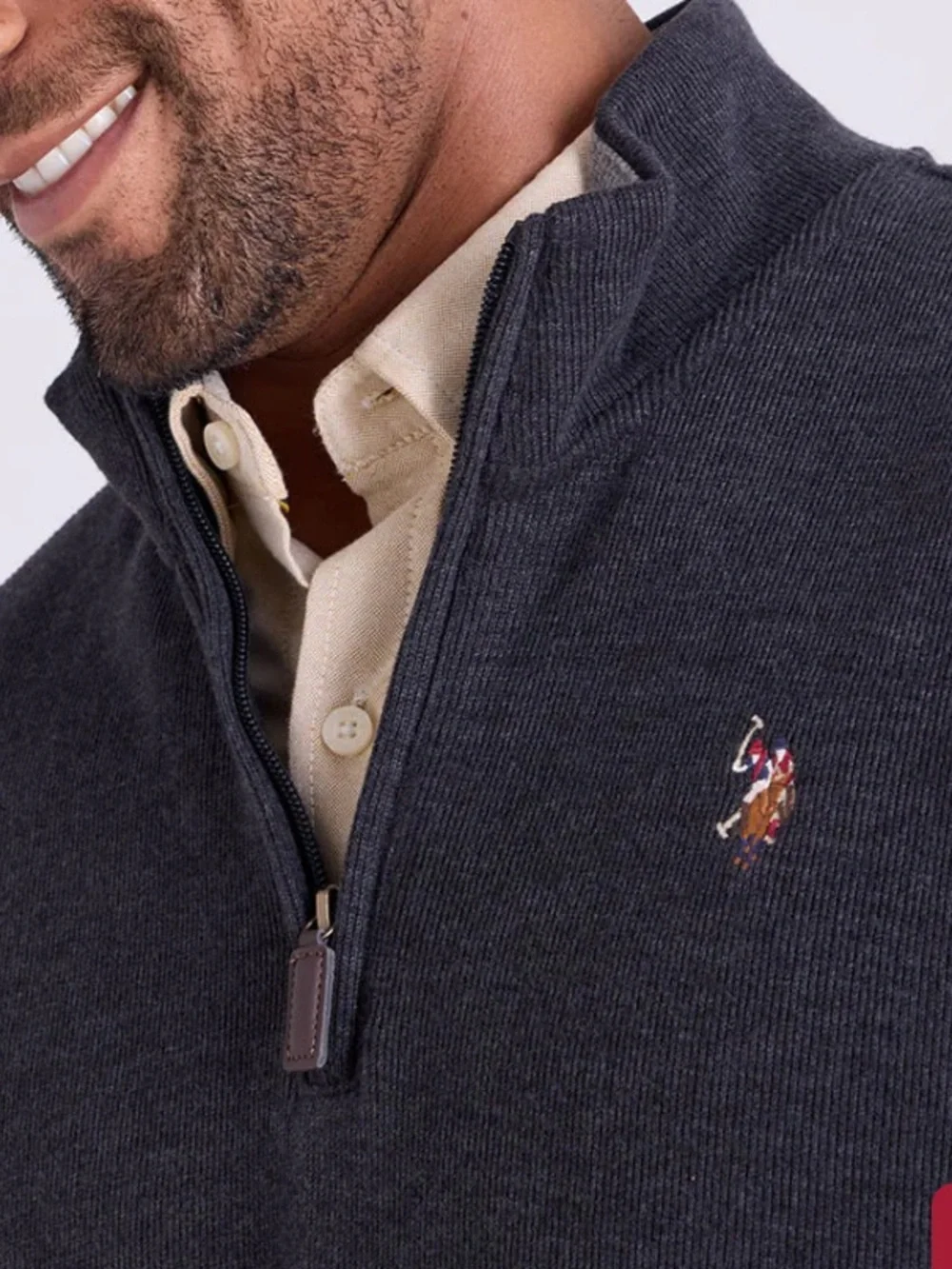U.S. Polo Assn Quarter Zip Pillover Sweater Blue NWT Large